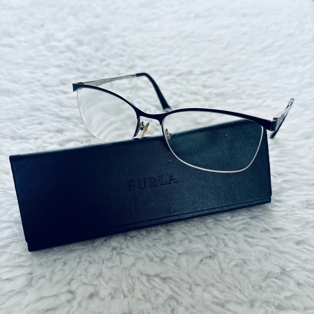 Furla Women's Black Half-Rim col.0583 Glasses Frame Only w/ case